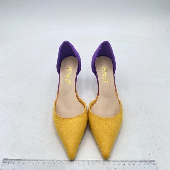 FOWT Women Closed Pointed Toe Kitten Heel Pumps Slip On Two Toned D'Orsay - Picture 3 of 8